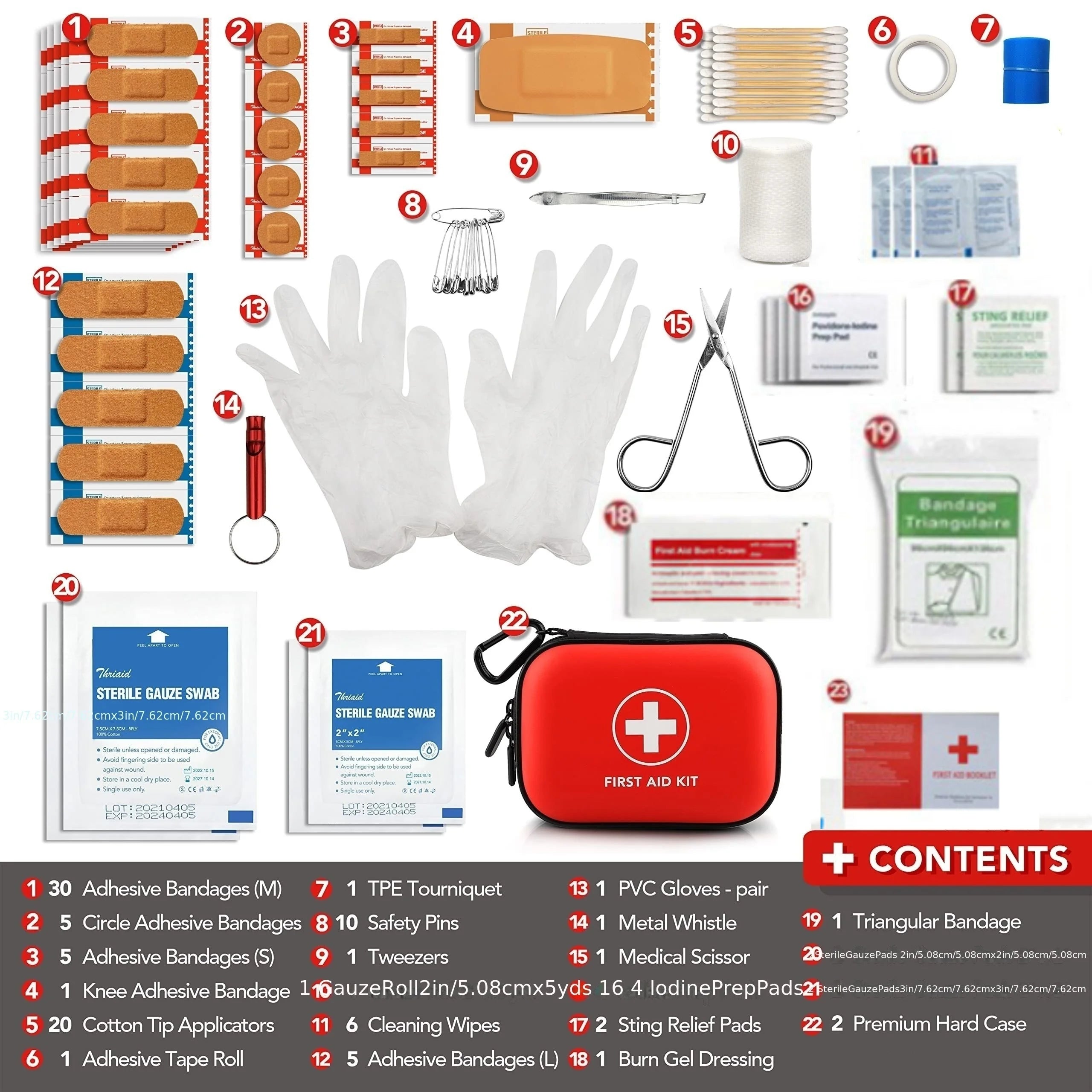Kit de premiers secours compact SONORA avec bandages, ciseaux et autres essentiels pour les urgences.