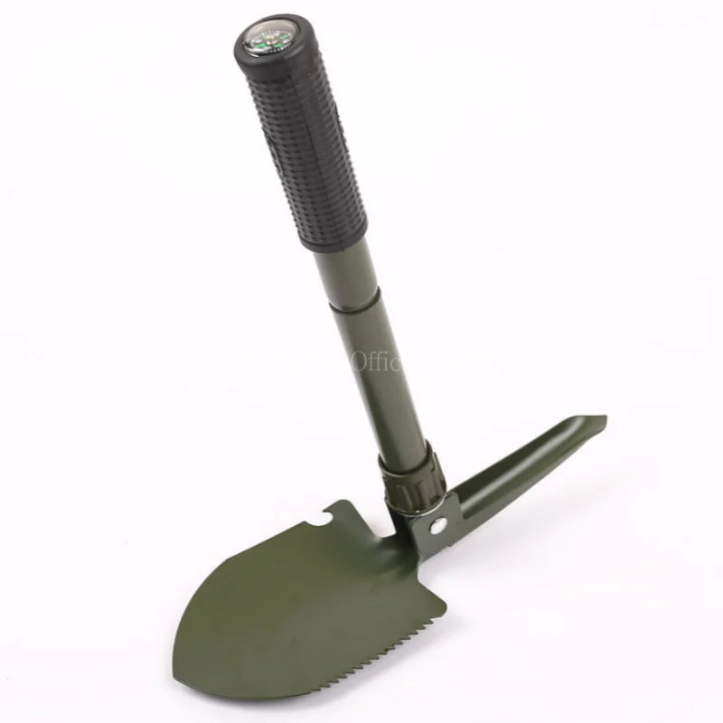 Pelle pliante portable SONORA en métal avec poignée ergonomique, idéale pour le camping ou le jardinage.