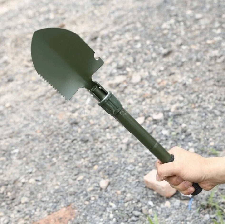 Pelle pliante portable SONORA en métal avec poignée ergonomique, idéale pour camping et activités extérieures.