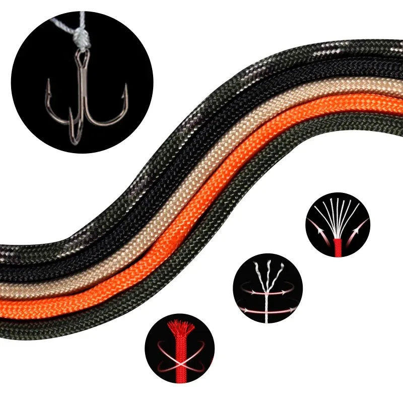 Paracorde 550 noire de 5m, marque SONORA, en nylon solide pour camping, bricolage ou survie.