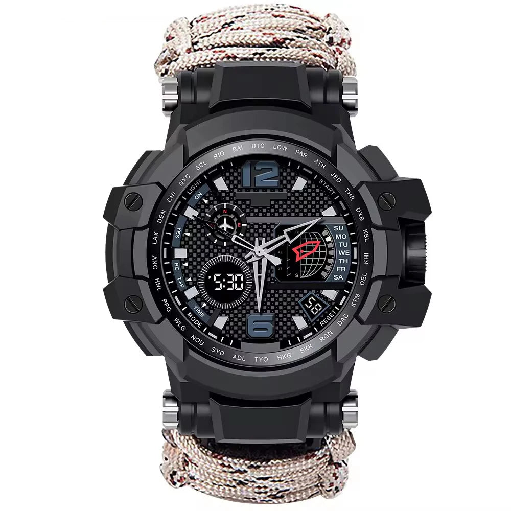 Montre boussole SONORA avec cadran clair et bracelet en cuir, design élégant pour navigation et aventures en plein air.