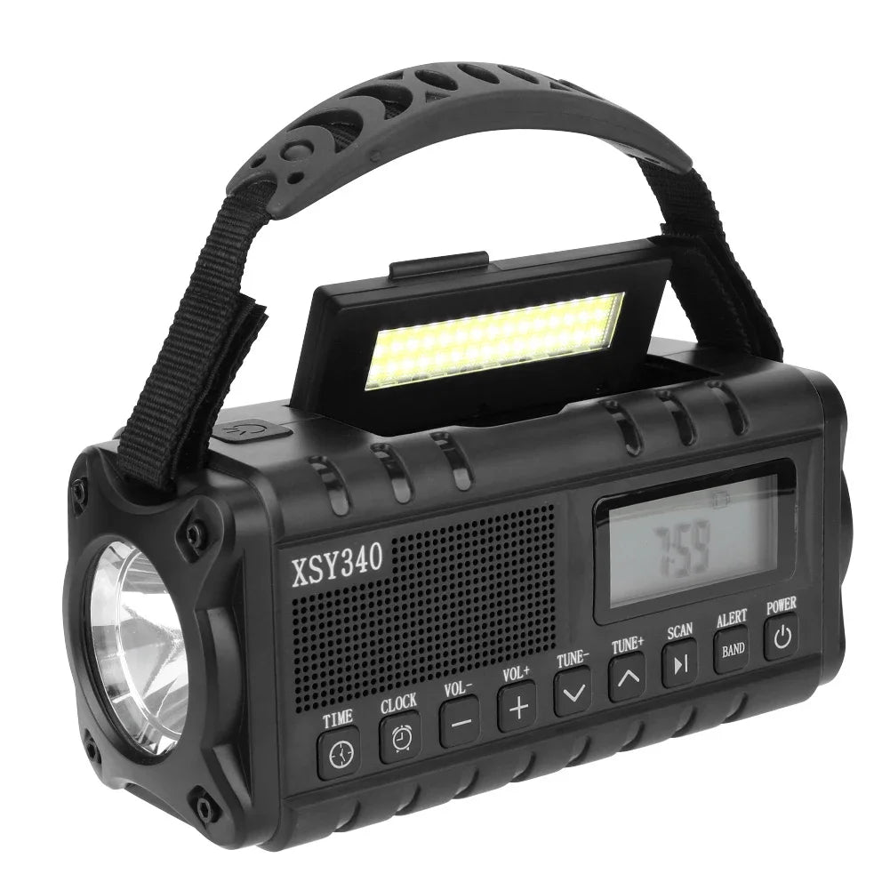 Radio d’urgence solaire à manivelle SONORA avec batterie de 12000mAh, couleur verte, pour la recharge et la communication en cas de besoin